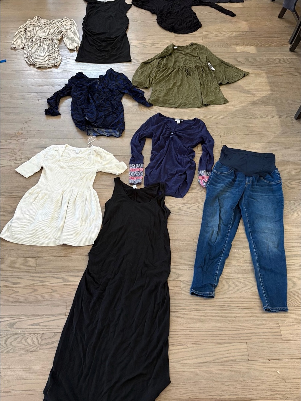 Old Navy Black Maxi Dress and Mixed-Tops Wardrobe Lot